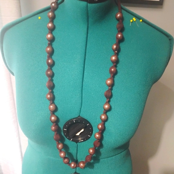 Hand Knotted Gauze Wrapped Adjustable Pearl Necklace - Picture 2 of 6